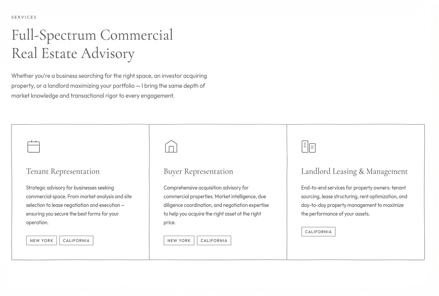 Select Transactions portfolio section from a broker's agent website